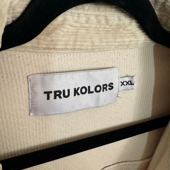 Tru Kolors Men's Tan Corduroy Button Down Collared Shirt Size XXL - Picture 2 of 11